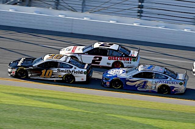 Stewart Haas' Aric Almirola (10) was second, Newman third and Penske's Brad Keselowski fourth. Stewart Haas' Aric Almirola (10) was second, Newman third and Penske's Brad Keselowski fourth.